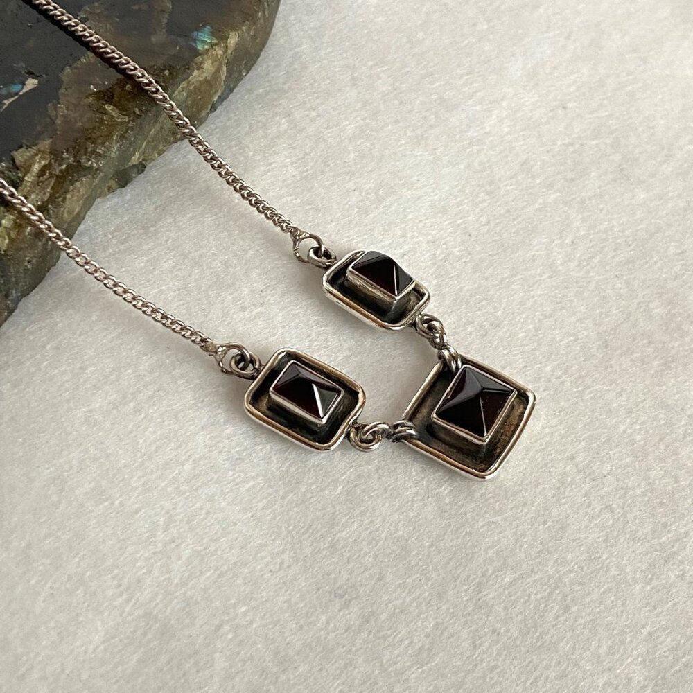 Sterling Silver 925 Rectangular Bezel Set 3 Stone… - image 3